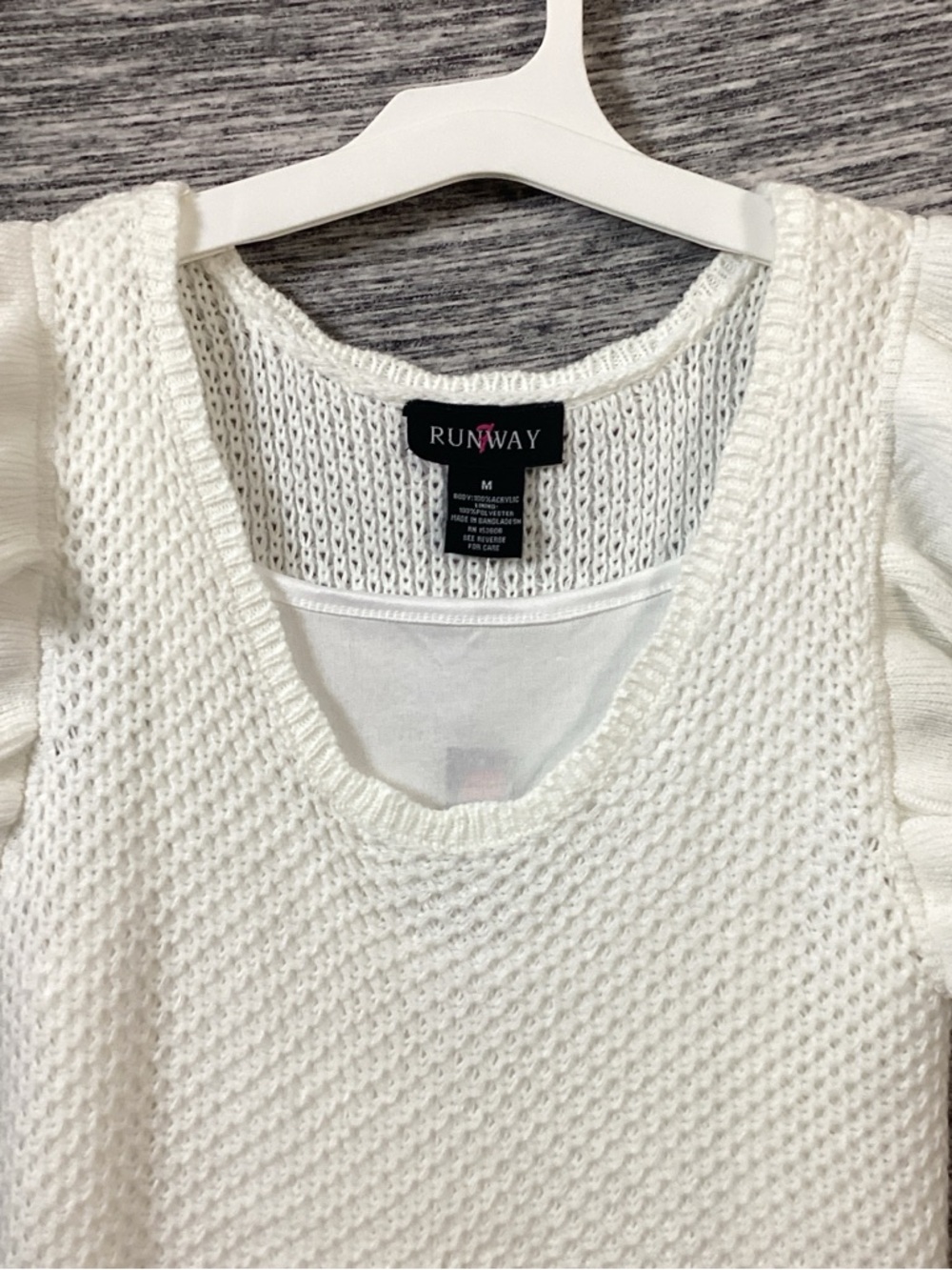 Runway Cream Knit Ruffle-Trim Mini Dress - Picture 2 of 4